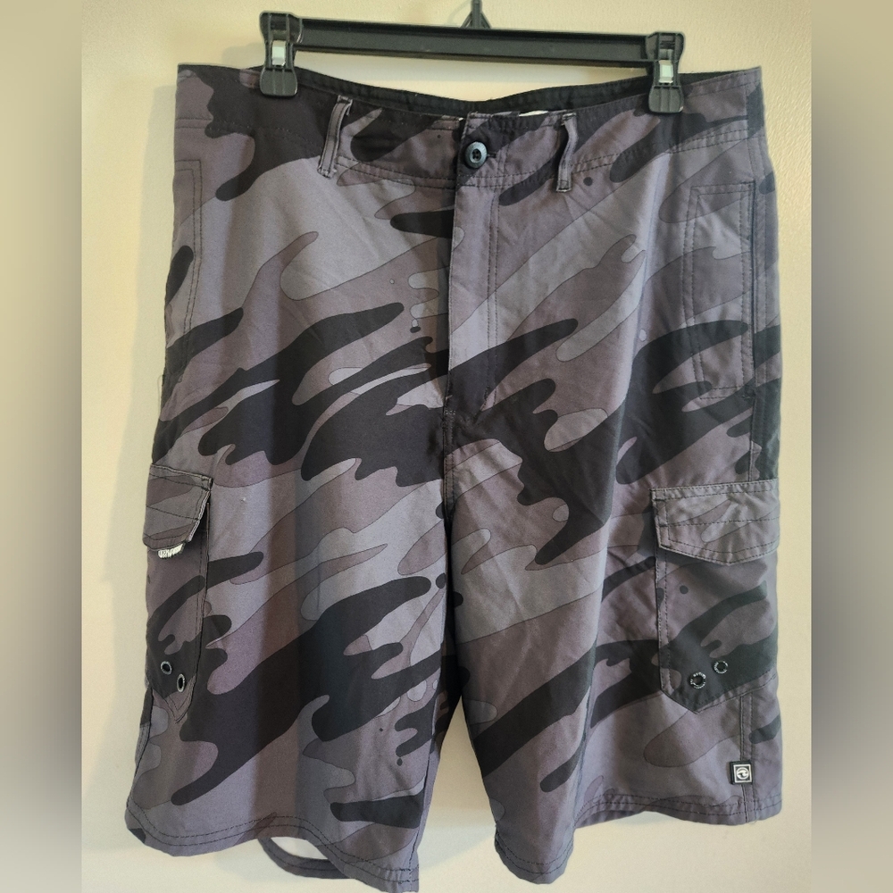 Ocean Current Gray Camo Board Shorts